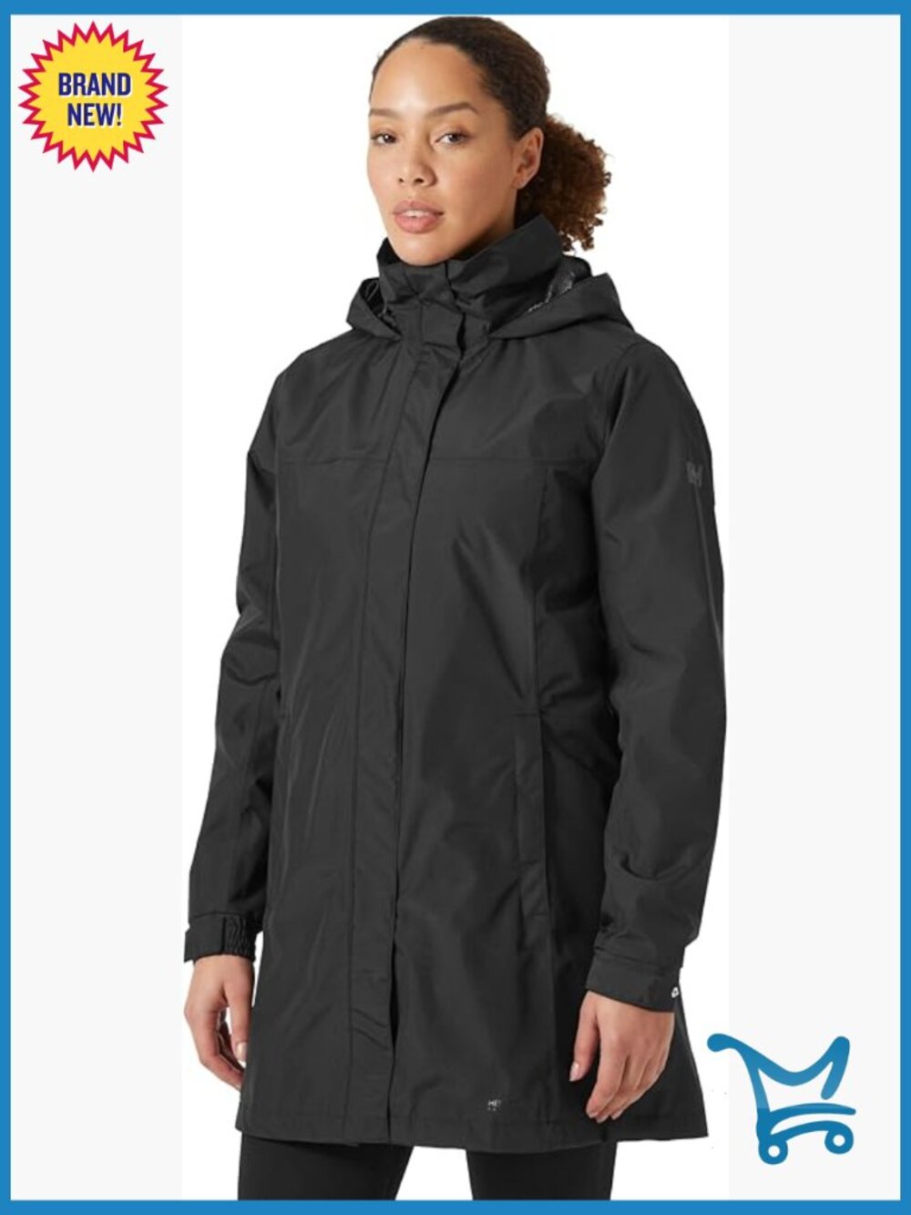 Waterproof Breathable Hooded Long Rain Jacket - Trench Coat Style